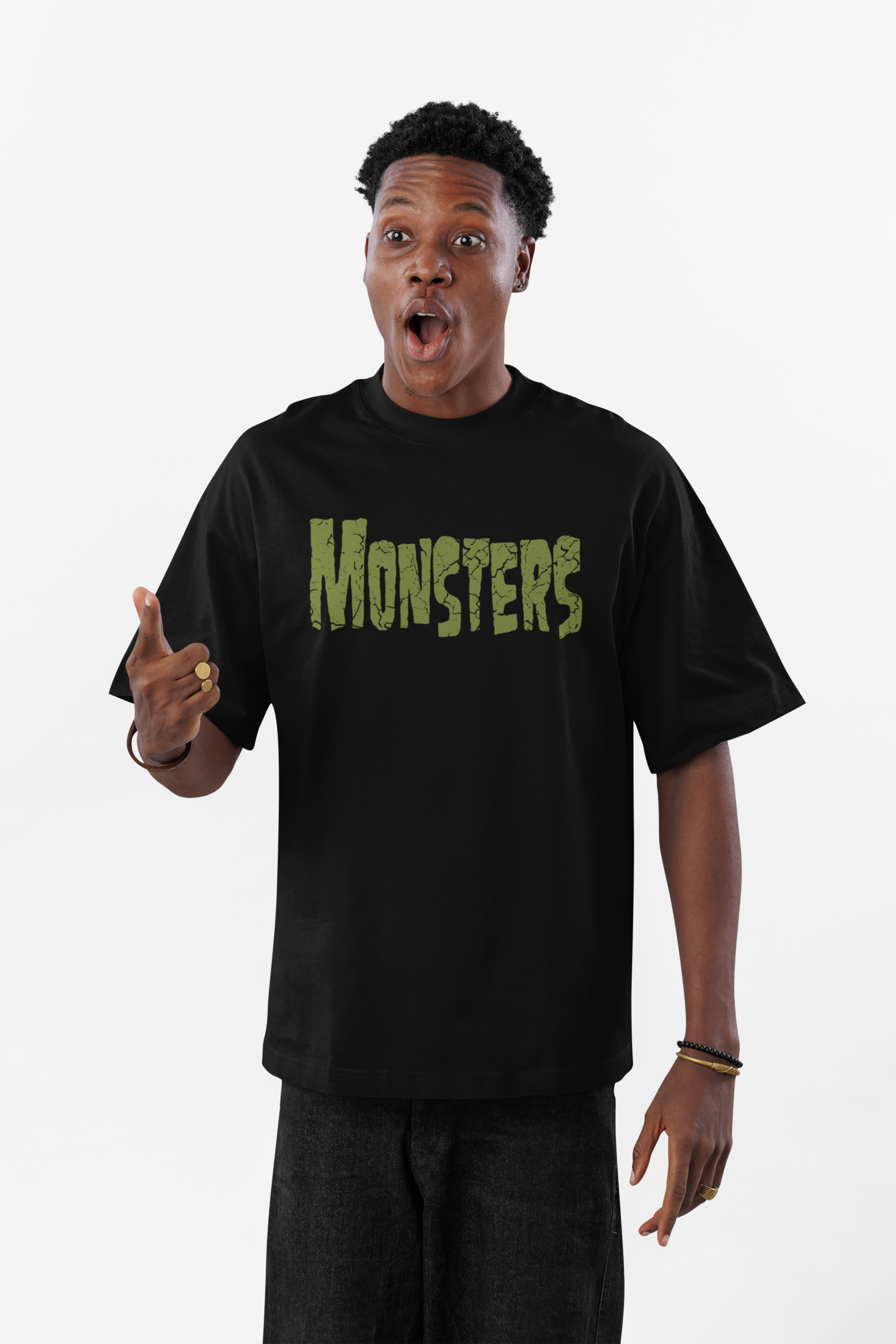 Men's Oversized Monster Black T-shirt