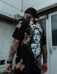 Middle Finger Up Oversized T-Shirt - (Rusty Bleached)