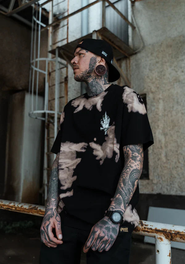 Middle Finger Up Oversized T-Shirt - (Rusty Bleached)